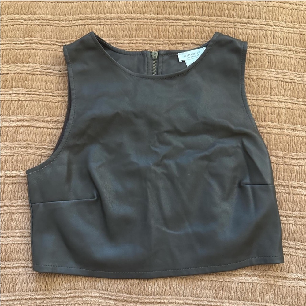 Women's Brown Leather Top